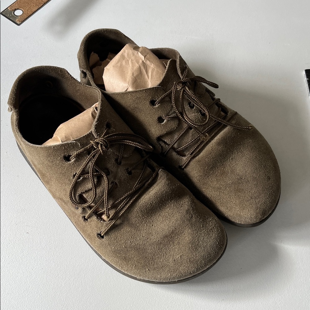 Birkenstock Brown Suede Lace-Up Clogs